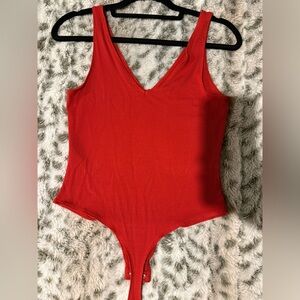 Garage Red Ribbed Bodysuit